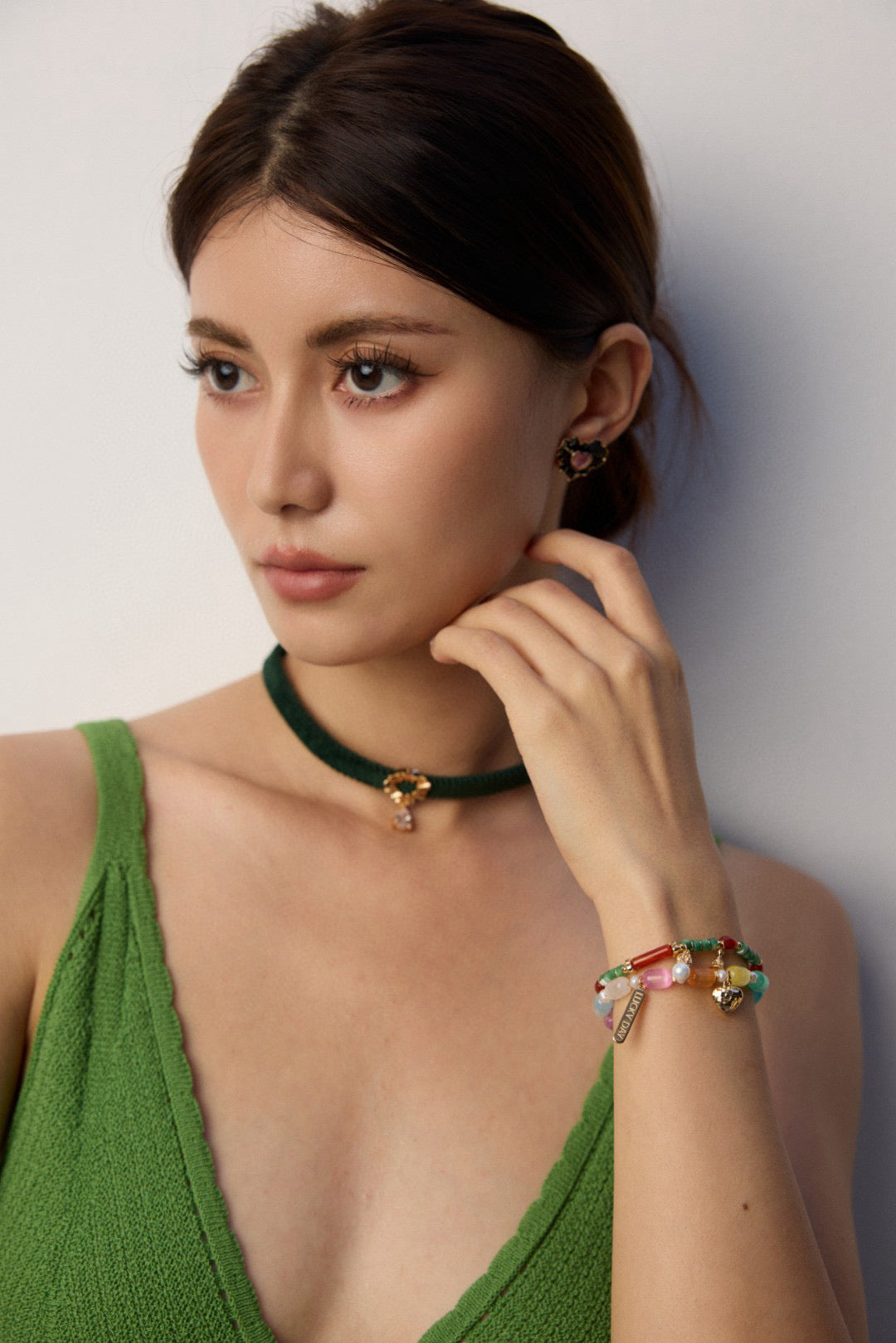 S925 Fresh and Simple Colored Bead Pearl Bracelet