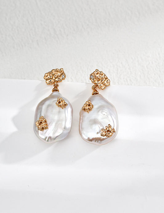 Vintage S925 Sterling Silver Natural Pearl Zircon Earrings – Elegant Retro Jewelry for Women, Classic Gift for Wedding, Party & Daily Wear