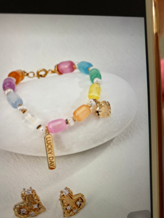 S925 Fresh and Simple Colored Bead Pearl Bracelet