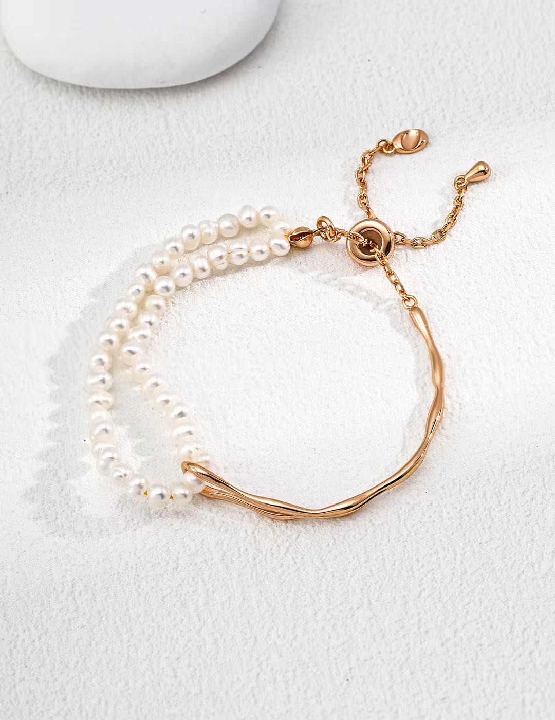 925 Silver Simple Design Pearl Bracelet for Women Trendy Gorgeous Pearl Bracelet Stack Hand Chain Boho Jewelry  Anniversary Birthday Gift for Mom /Wife