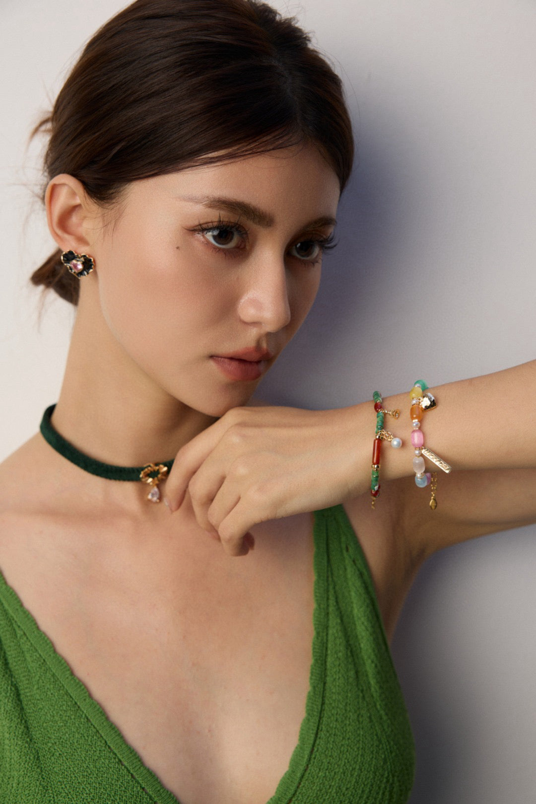 S925 Fresh and Simple Colored Bead Pearl Bracelet
