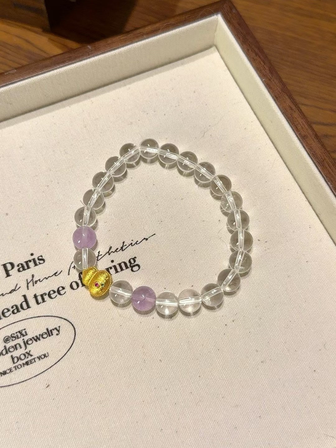 White Crystal and Purple Crystal Bracelet Boosting Intelligence and Memory | Reducing Stress | Improving Sleep | Stabilizing Emotions | Enhancing Motivation