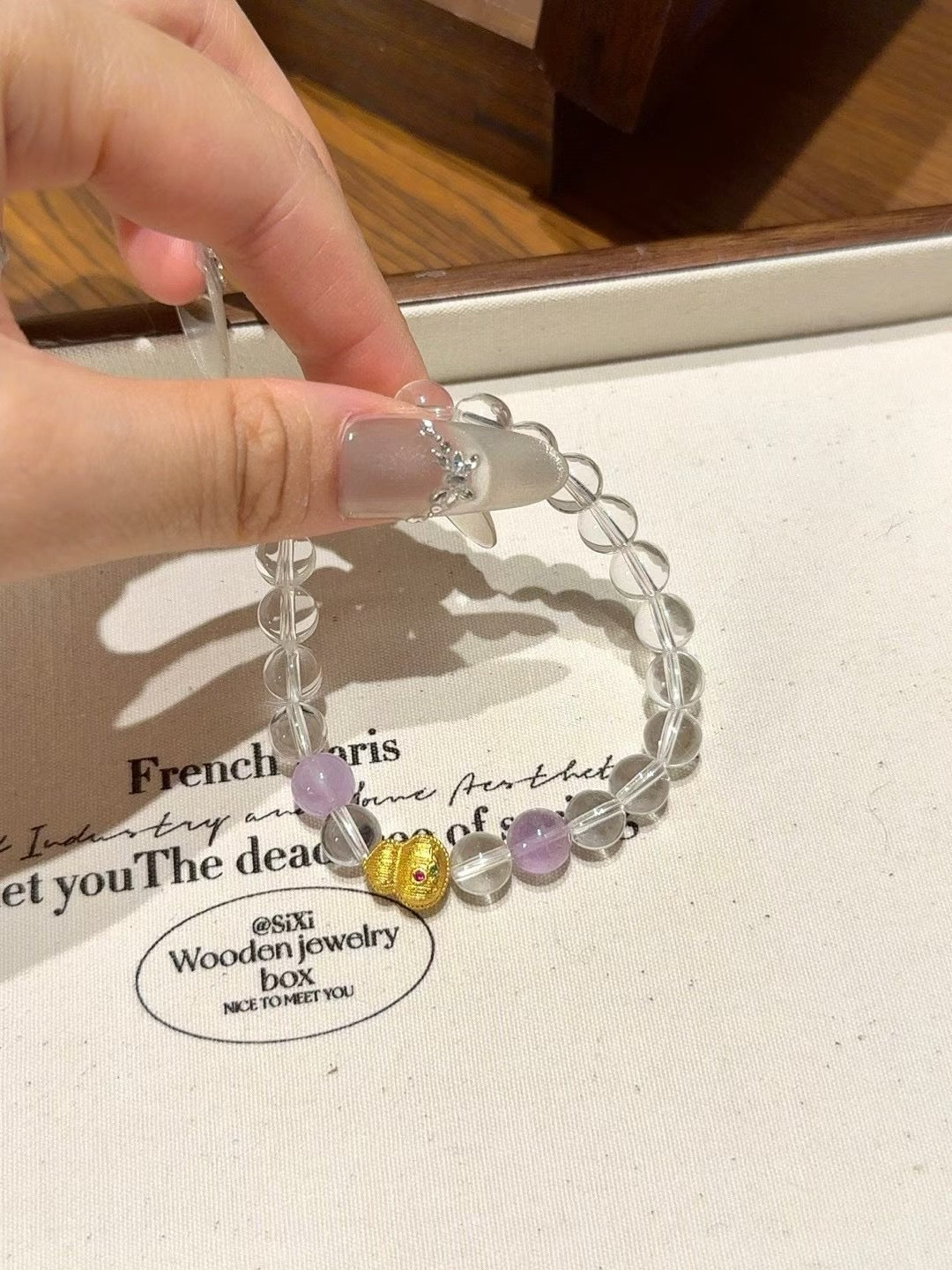 White Crystal and Purple Crystal Bracelet Boosting Intelligence and Memory | Reducing Stress | Improving Sleep | Stabilizing Emotions | Enhancing Motivation