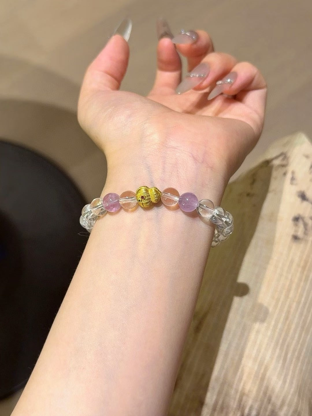 White Crystal and Purple Crystal Bracelet Boosting Intelligence and Memory | Reducing Stress | Improving Sleep | Stabilizing Emotions | Enhancing Motivation