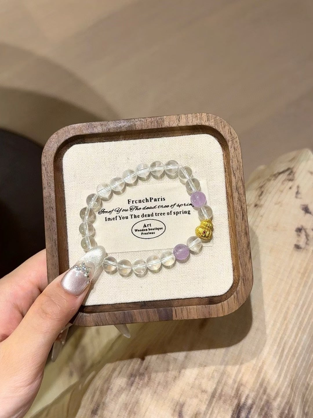 White Crystal and Purple Crystal Bracelet Boosting Intelligence and Memory | Reducing Stress | Improving Sleep | Stabilizing Emotions | Enhancing Motivation