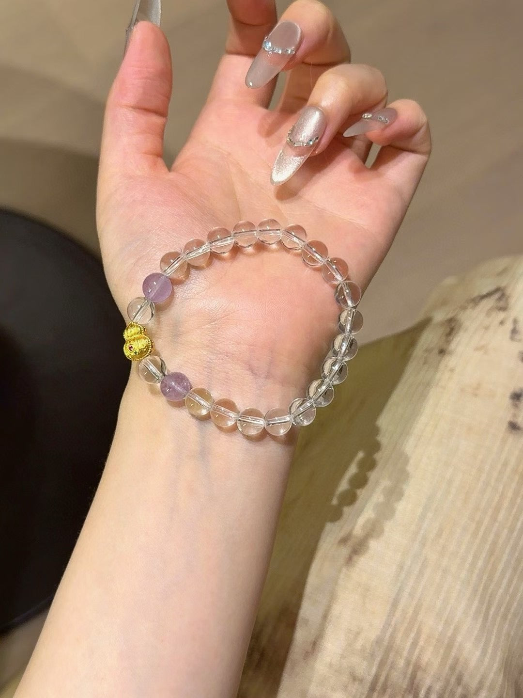 White Crystal and Purple Crystal Bracelet Boosting Intelligence and Memory | Reducing Stress | Improving Sleep | Stabilizing Emotions | Enhancing Motivation