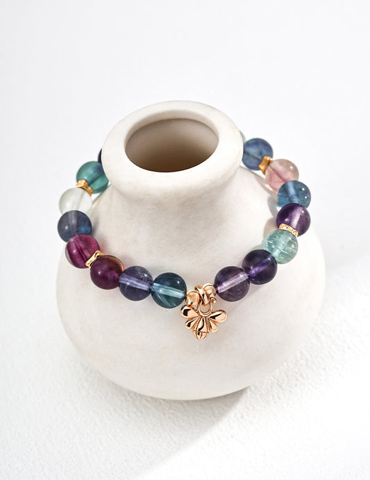 925 Sterling Silver Colorful Fluorite Bracelet  – Trendy Women’s Jewelry, Elegant Gift for Party, Wedding & Daily Wear