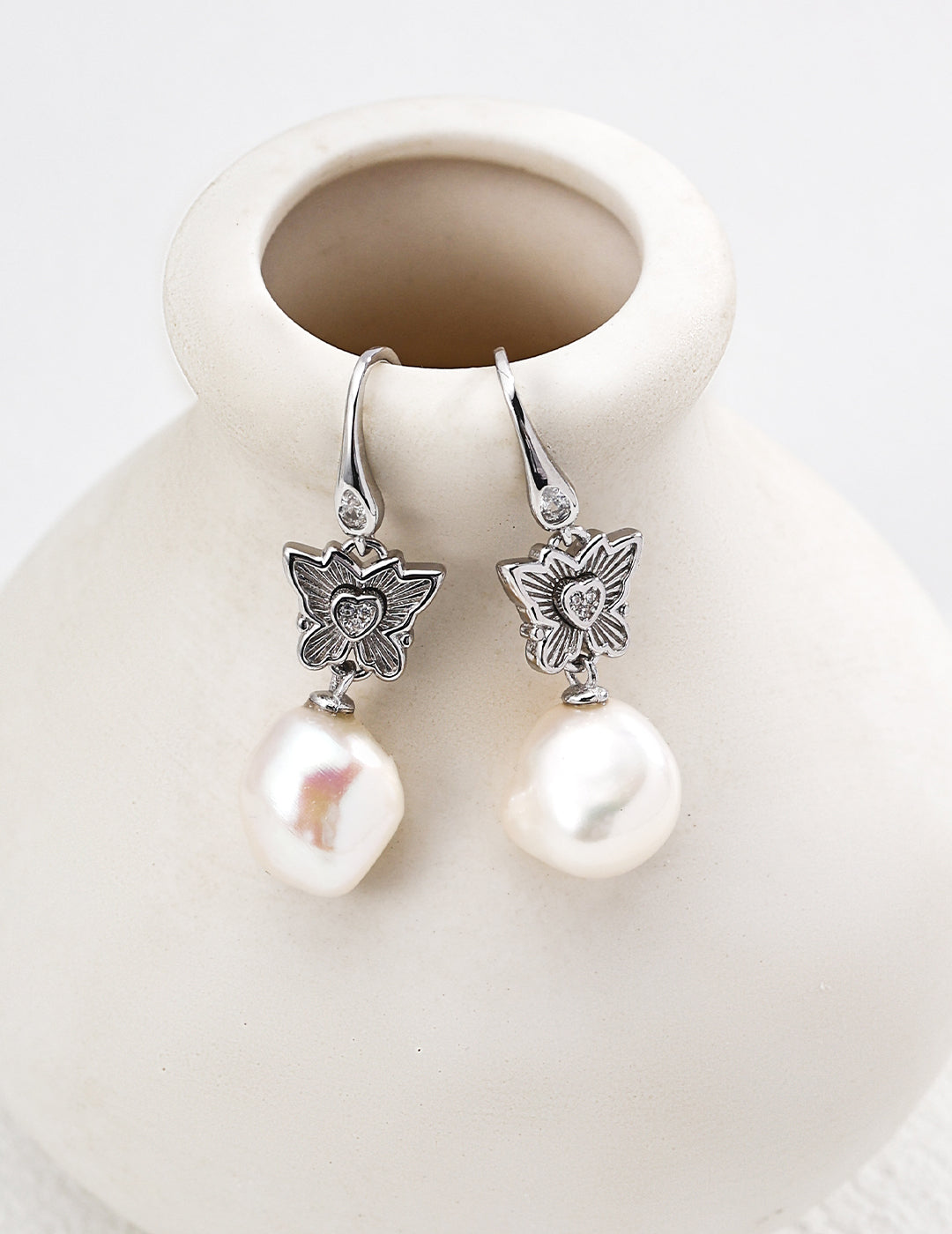 925 Silver Genuine  Natural Pearl Earrings for Women Fashion Drop Earrings Jewelry