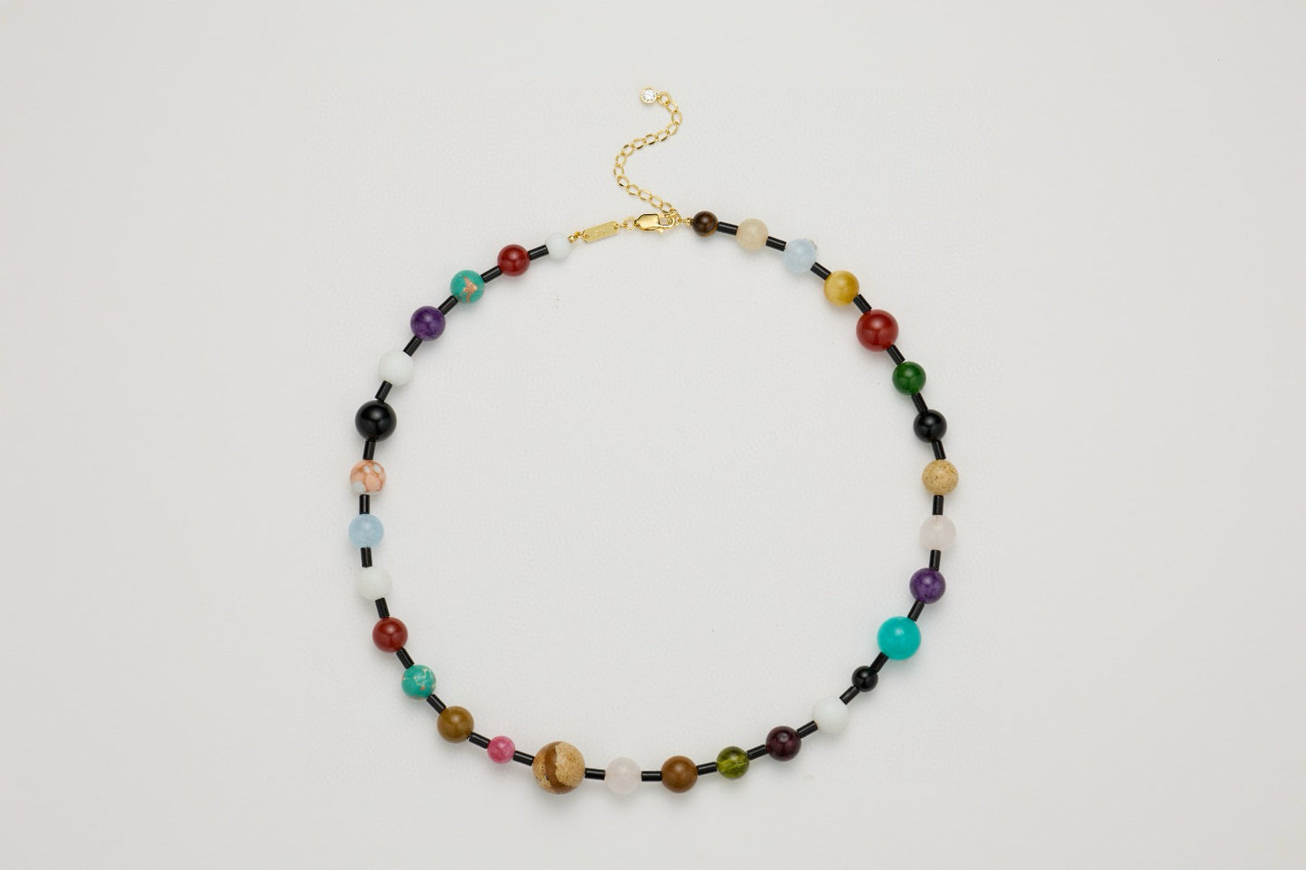 Multicolor Black Agate Beaded Necklace – Vibrant Gemstone Jewelry for Women & Girls