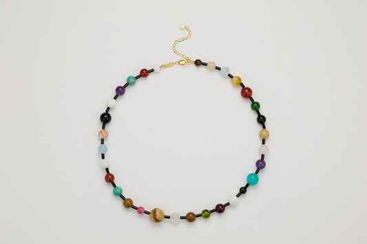 Multicolor Black Agate Beaded Necklace – Vibrant Gemstone Jewelry for Women & Girls